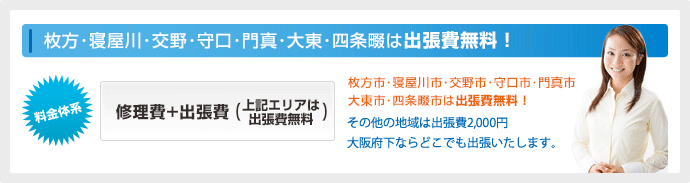 枚方市の修道修理料金表